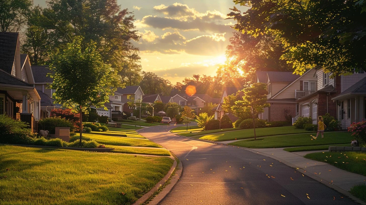 Panther Ridge street at sunset
